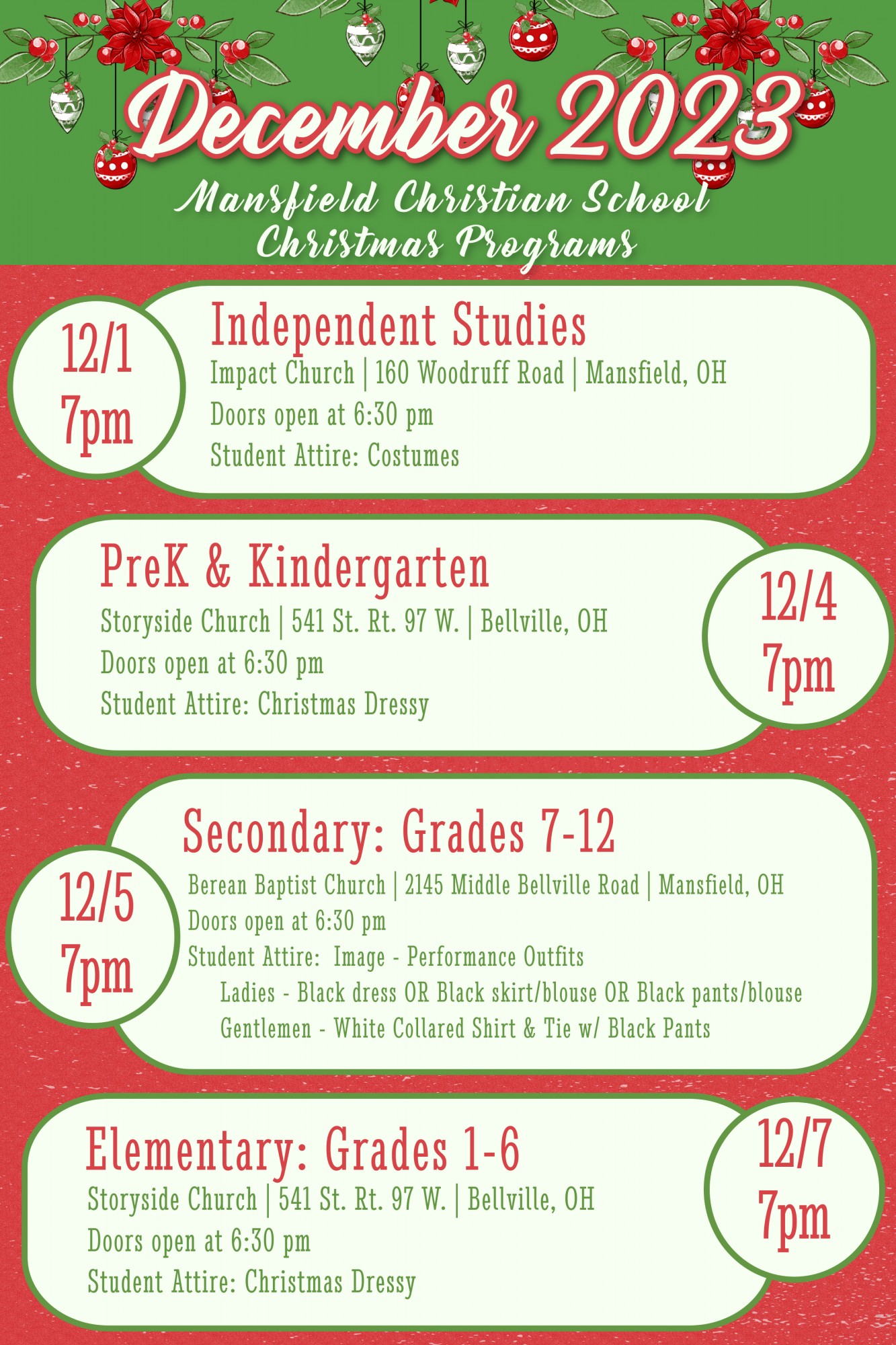 2023 Christmas Programs