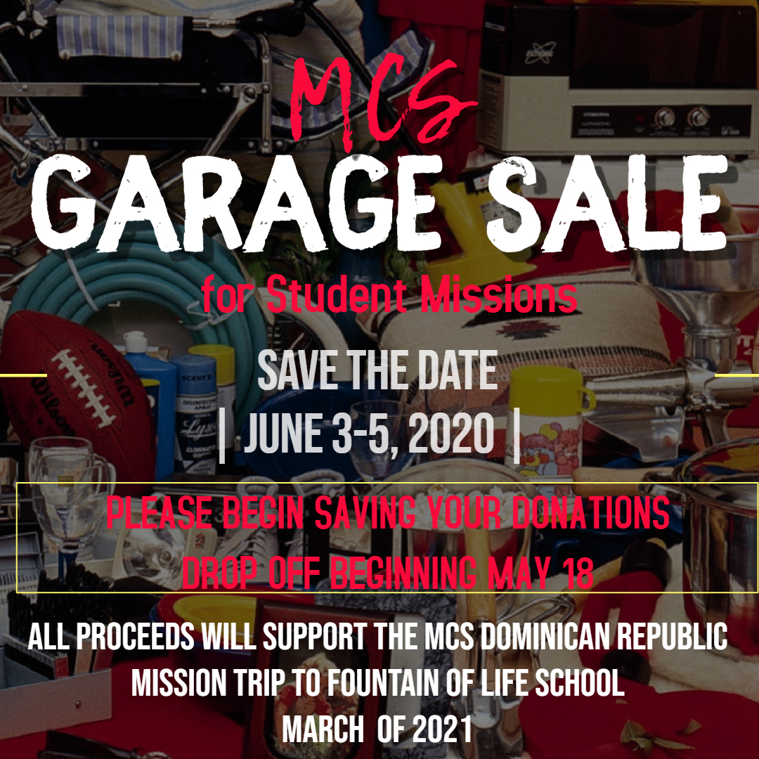 MCS Missions Trip Garage Sale