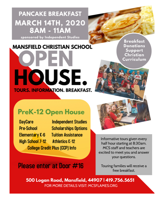 Pancake Breakfast and Open House Mansfield Christian School